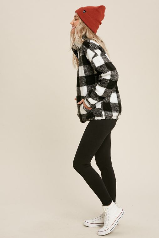 BUFFALO PLAID SHERPA PULLOVER