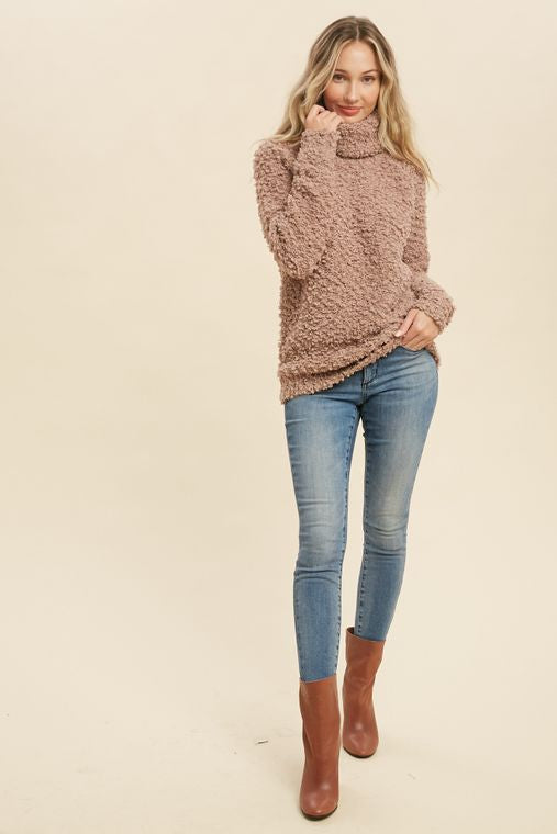 BOUCLE TURTLENECK SWEATER PULLOVER