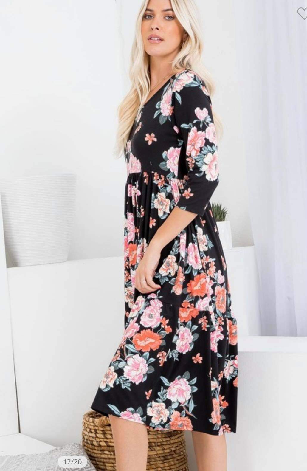 Floral Tiered Midi Dress